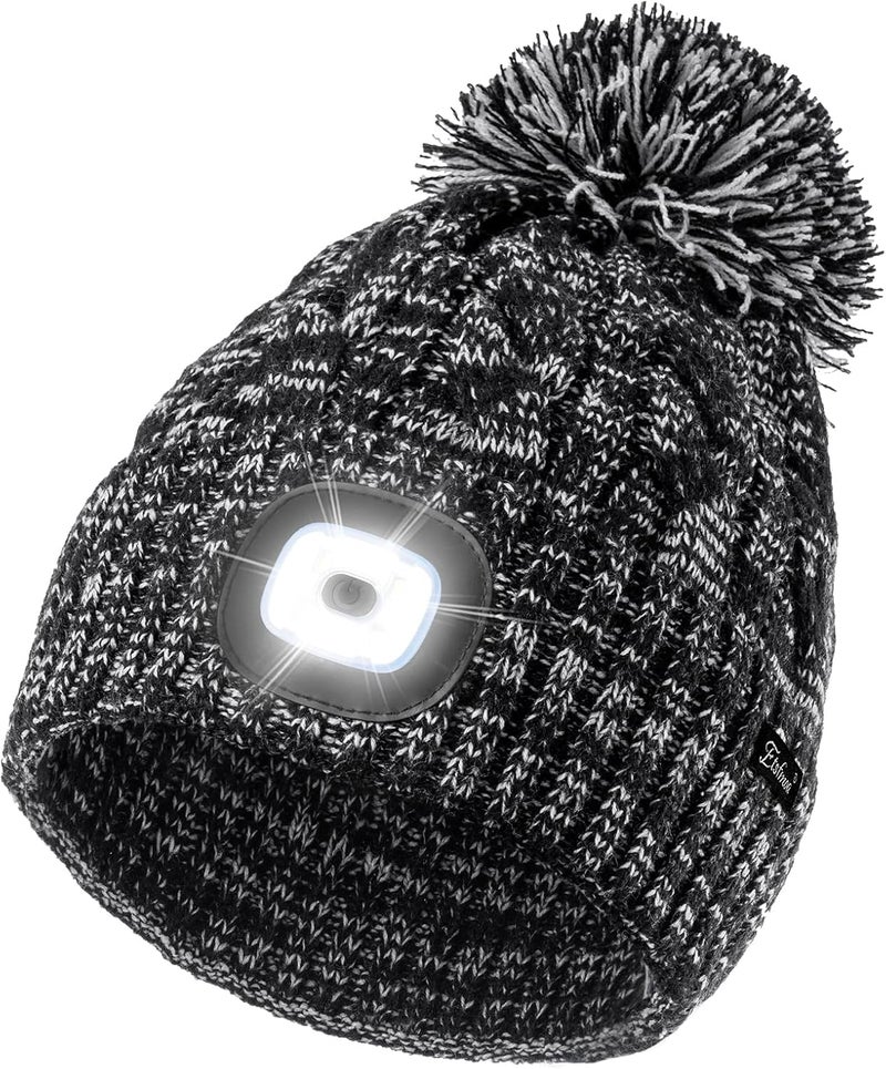 Etsfmoa Store Unisex Winter Beanie with The Light,Gifts for Men and Women,USB Rechargeable Headlamp Hat - Image 1